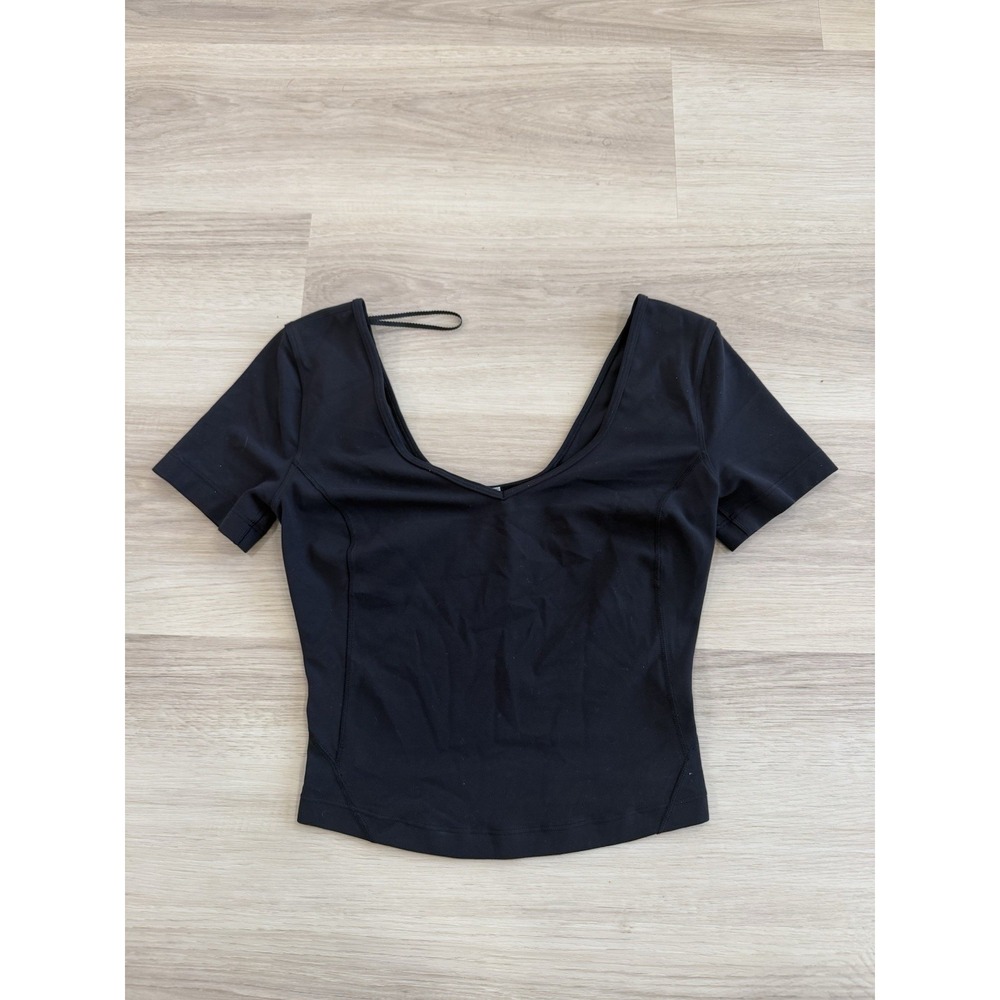 Lululemon Align Tee T-Shirt Nulu Crop Athletic Athleisure Yoga Black Women's 2